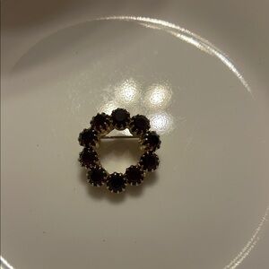 Elegant Gold and Dark Red Women's Brooch